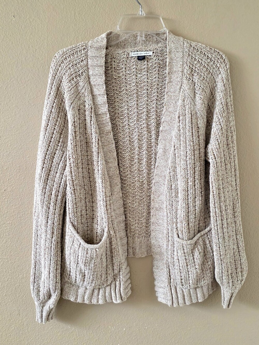 American Eagle Womens Brown Neutral Knit Open Front Cardigan Sweater - Size XS